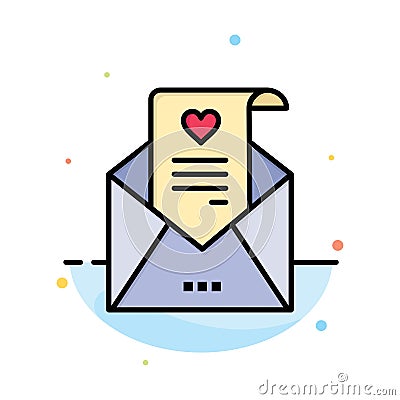 Mail, Love Letter, Proposal, Wedding Card Abstract Flat Color Icon Template Vector Illustration