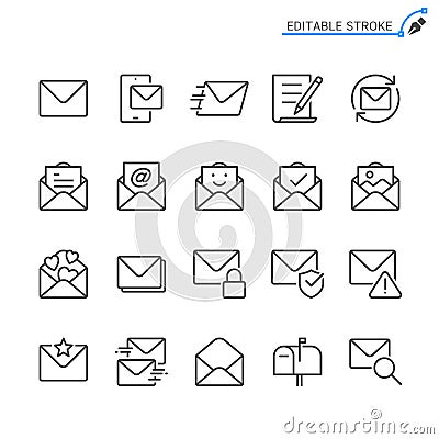 Mail line icons. Editable stroke Vector Illustration