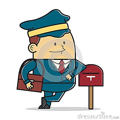 Postman with mailbox Vector Illustration