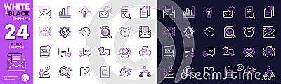 Mail newsletter, Comment and Timer line icons for website, printing. For design. Vector Stock Photo