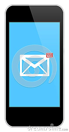 Mail Notification On Modern Black Smartphone Vector Illustration