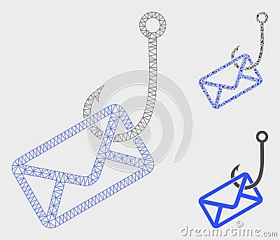 Mail Phishing Hook Vector Mesh Network Model and Triangle Mosaic Icon Vector Illustration