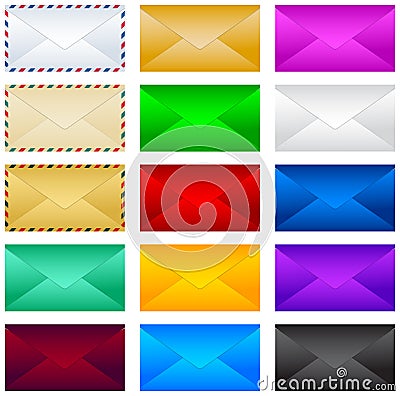 Mail postal envelope vector illustration set, collection. Vector Illustration