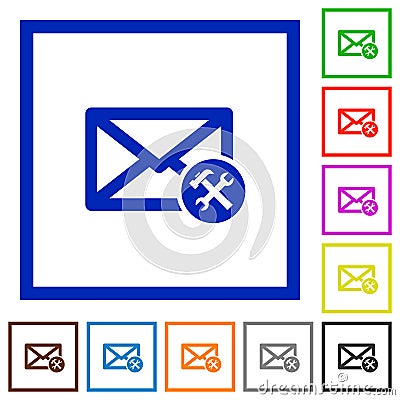 Mail preferences flat framed icons Stock Photo