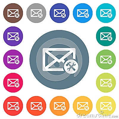 Mail preferences flat white icons on round color backgrounds Stock Photo