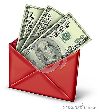 Mail in rebate in red envelope Stock Photo