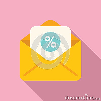 Mail sale tag icon flat vector. Shop ticket event Vector Illustration