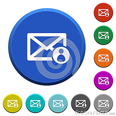 Mail sender beveled buttons Stock Photo