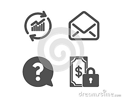 Mail, Update data and Question mark icons. Private payment sign. E-mail, Sales statistics, Help support. Vector Vector Illustration