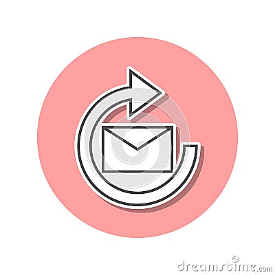 Mail update sign sticker icon. Simple thin line, outline vector of web icons for ui and ux, website or mobile application Stock Photo