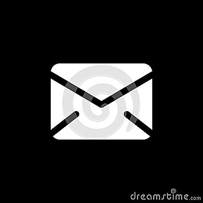 Mail vector icon isolated on black background. Vector Illustration