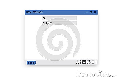 Mail window template. internet message isolated frame. blank email. Isolated text box. Stock vector image Vector Illustration