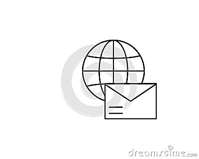 Mail, world, media icon. Simple line, outline vector of information transfer icons for ui and ux, website or mobile application Stock Photo
