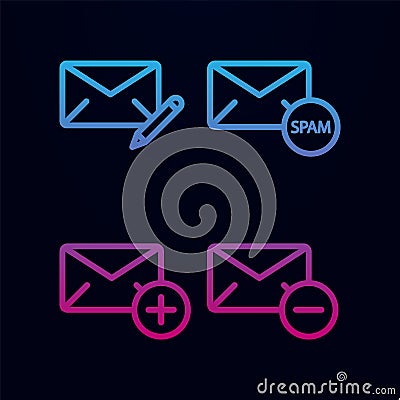 Mail, write, spam, plus, minus sign nolan icon. Simple thin line, outline vector of web icons for ui and ux, website or mobile Stock Photo