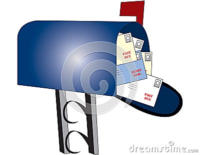 Mailbox with bills Stock Photo