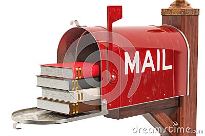 Mailbox with Books. 3D rendering Stock Photo