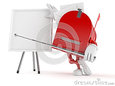 Mailbox character with blank whiteboard Stock Photo