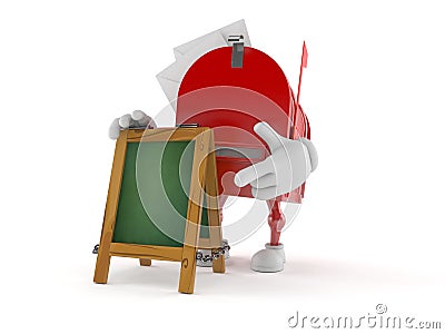 Mailbox character with chalk signboard Cartoon Illustration