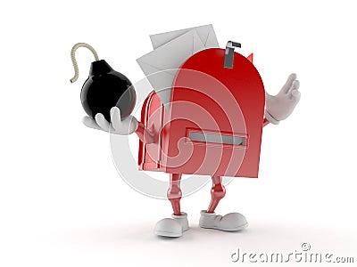 Mailbox character holding bomb Cartoon Illustration