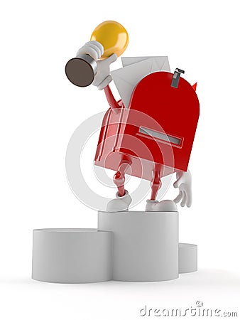 Mailbox character holding golden trophy Stock Photo