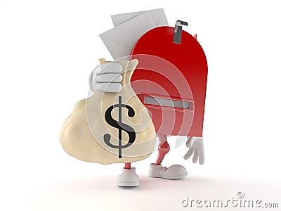 Mailbox character holding money bag Stock Photo