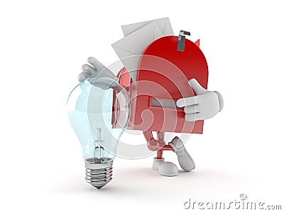 Mailbox character with light bulb Cartoon Illustration