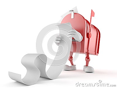 Mailbox character reading long list Stock Photo