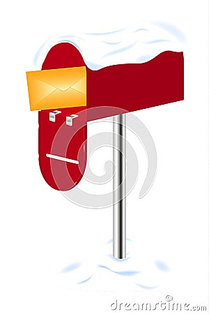 Mailbox covered in snow Vector Illustration