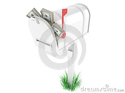 Mailbox with dollars Stock Photo