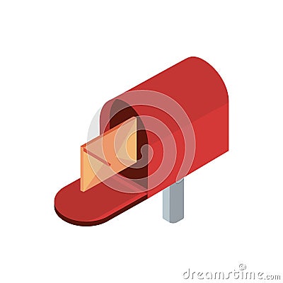 Mailbox envelope correspondence postal mail isometric Vector Illustration