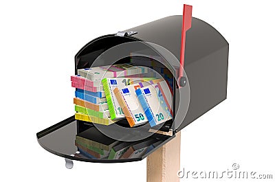 Mailbox with euro packs. 3D rendering Stock Photo