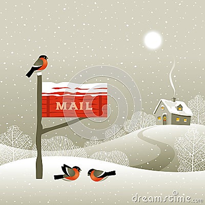 Mailbox on the forest edge Vector Illustration