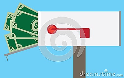 Mailbox Full of Cash Vector Illustration