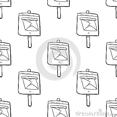 mailbox hand drawn sketch. Seamless pattern Vector Illustration