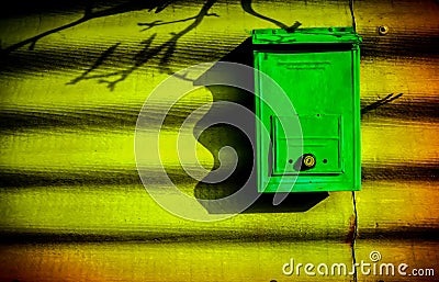 Mailbox. home mailbox. Pink mailbox on Rovinj street, Stock Photo