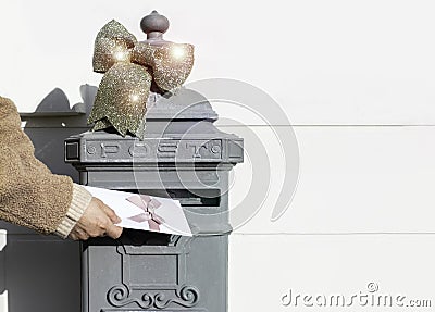 Mailbox house old-fashioned address delivery post office hand letter Stock Photo