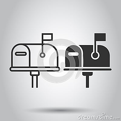 Mailbox icon in flat style. Postbox vector illustration on white isolated background. Email envelope business concept Vector Illustration