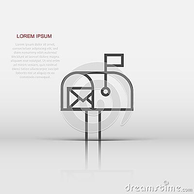 Mailbox icon in flat style. Postbox vector illustration on white isolated background. Email envelope business concept Vector Illustration