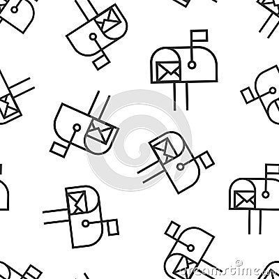 Mailbox icon in flat style. Postbox vector illustration on white isolated background. Email envelope seamless pattern business Vector Illustration