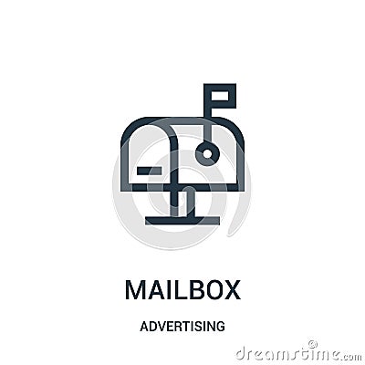 mailbox icon vector from advertising collection. Thin line mailbox outline icon vector illustration Vector Illustration