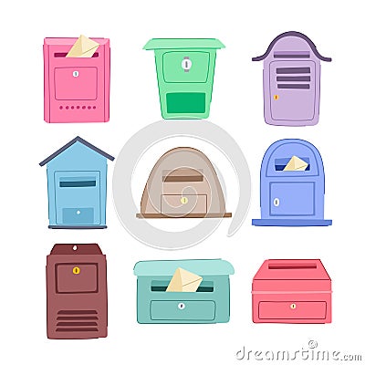 mailbox letter set cartoon vector illustration Cartoon Illustration