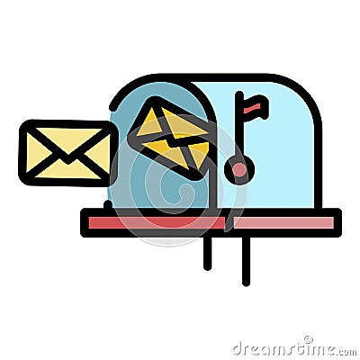 Mailbox letters icon color outline vector Vector Illustration