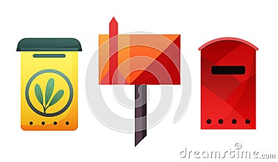 Mailbox. Mail box vector post or postal letterbox of American or European mailing and set of postboxes for delivery Vector Illustration