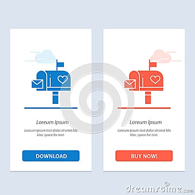 Mailbox, Mail, Love, Letter, Letterbox Blue and Red Download and Buy Now web Widget Card Template Vector Illustration