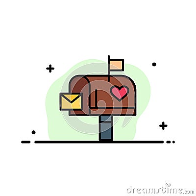 Mailbox, Mail, Love, Letter, Letterbox Business Flat Line Filled Icon Vector Banner Template Vector Illustration