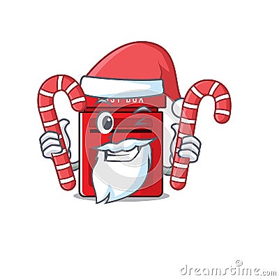 Mailbox with a the mascot cartoon santa bring candy Vector Illustration