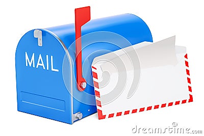 Mailbox with opened envelope and letter inside, 3D rendering Stock Photo