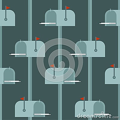 Mailbox pattern seamless. Box for letters for street background. Vector texture Vector Illustration
