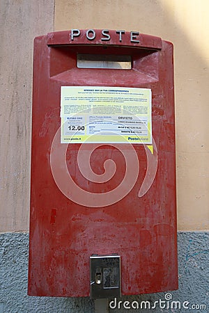 A mailbox or a postbox in Italy Editorial Stock Photo