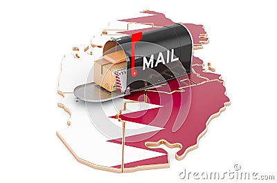 Mailbox on the Qatari map. Shipping in Qatar, concept. 3D rendering Stock Photo